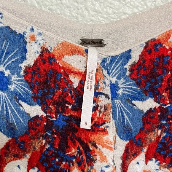 Free People Fiona High Waist Shorts Floral Blue Red Size 8 - Picture 5 of 10